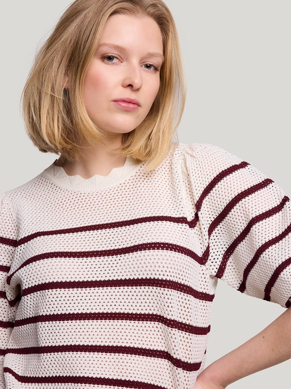 ELBOW SLEEVE POINTELLE SWEATER SUMMUM