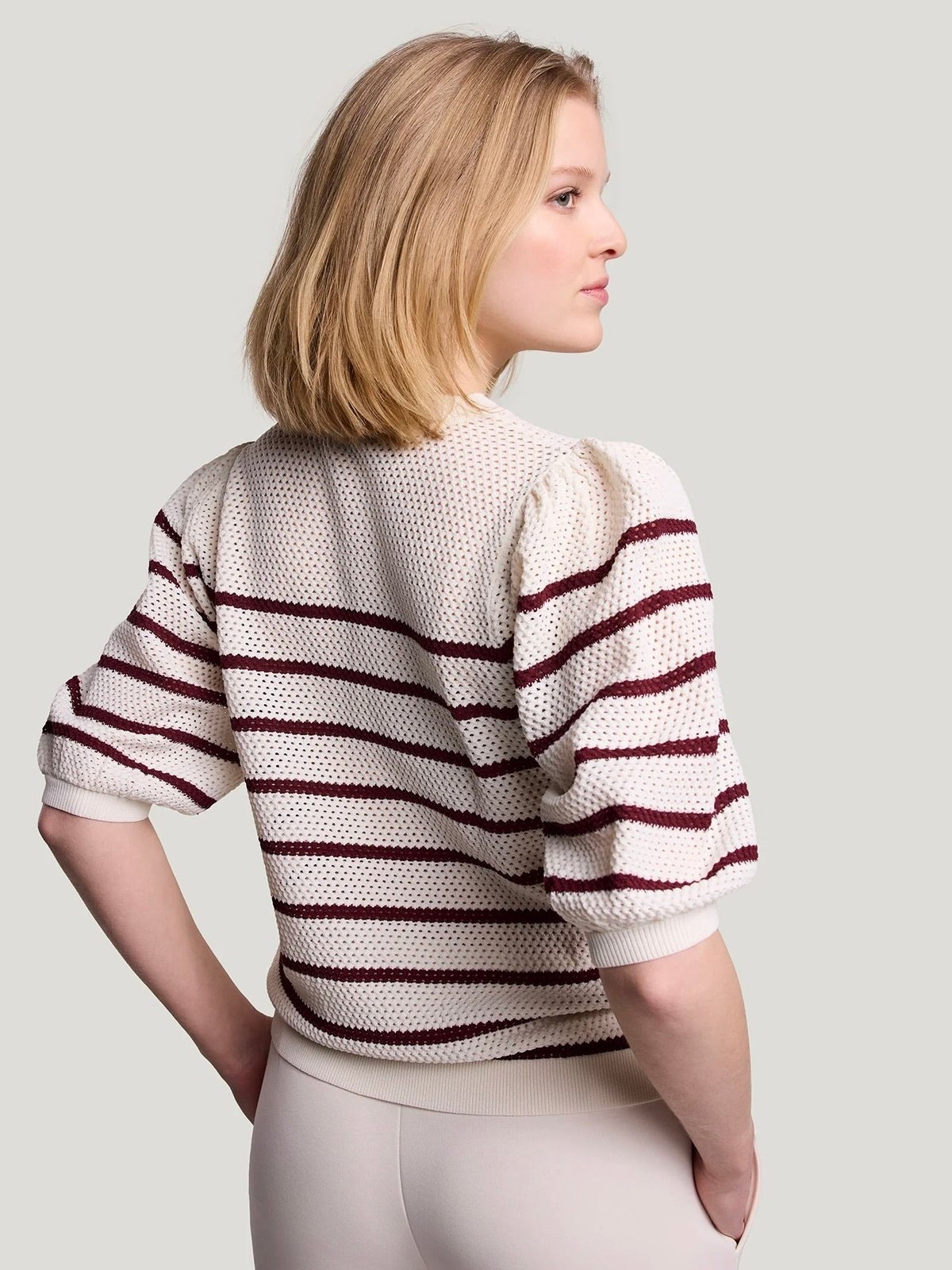 ELBOW SLEEVE POINTELLE SWEATER SUMMUM