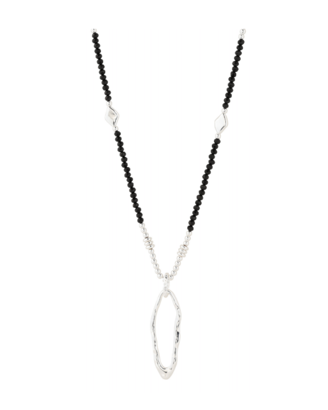 BEADED OVAL PENDANT NECKLACE
