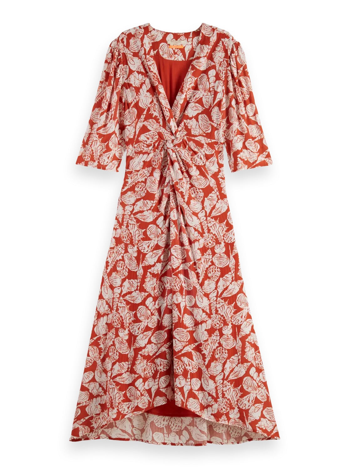 MIDI WRAP DRESS WITH KNOT DETAIL SCOTCH & SODA