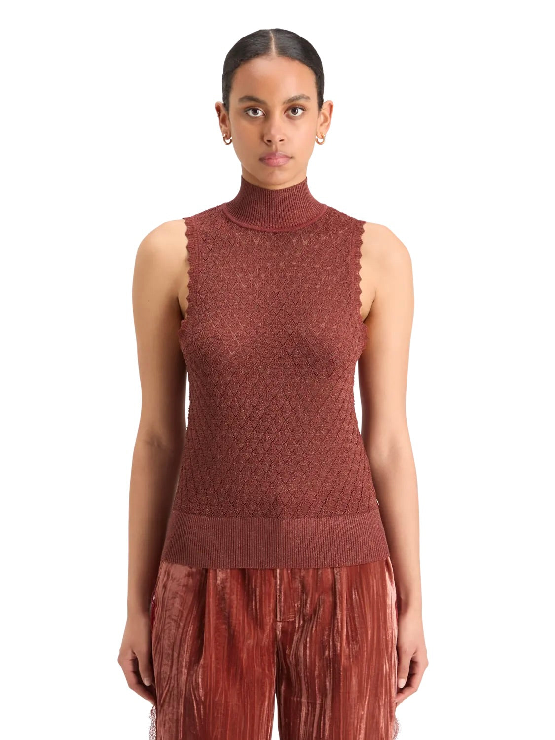 SLEEVELESS METALLIC POINTELLE SWEATER SCOTCH & SODA