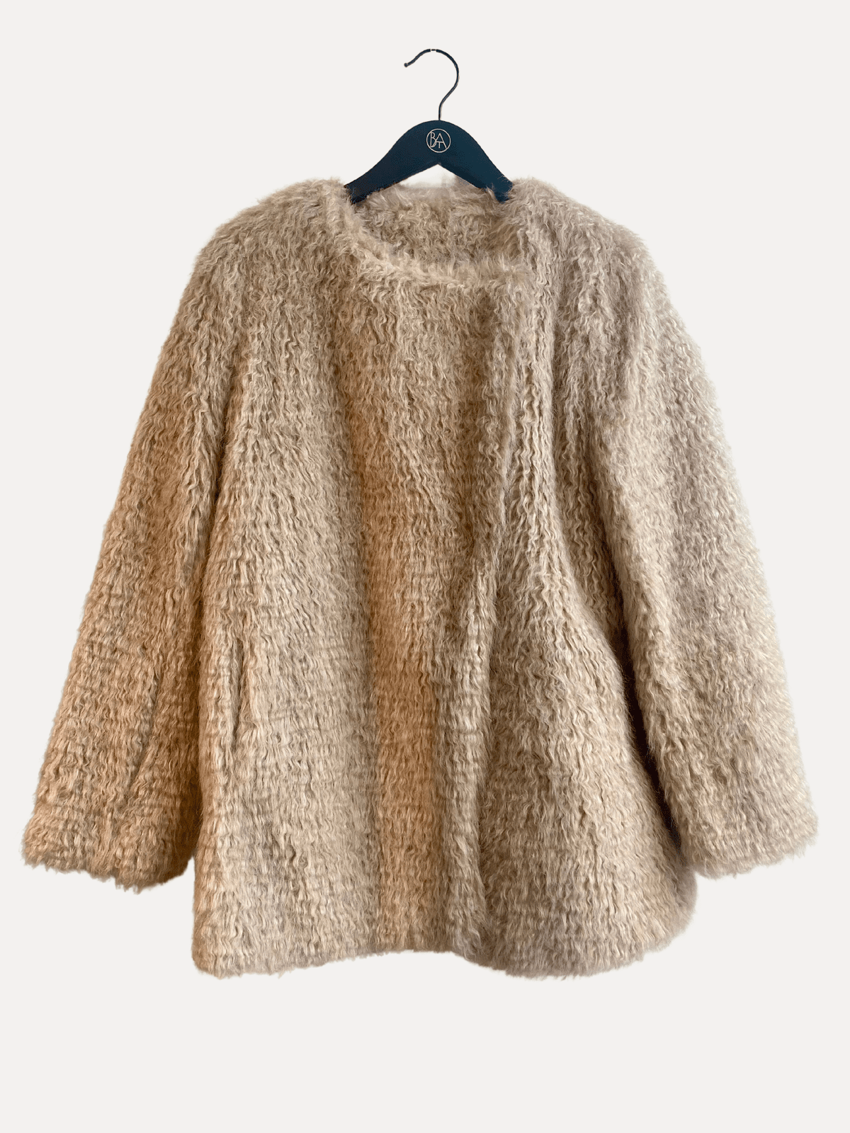 FAUX FUR SNAP CREWNECK COAT