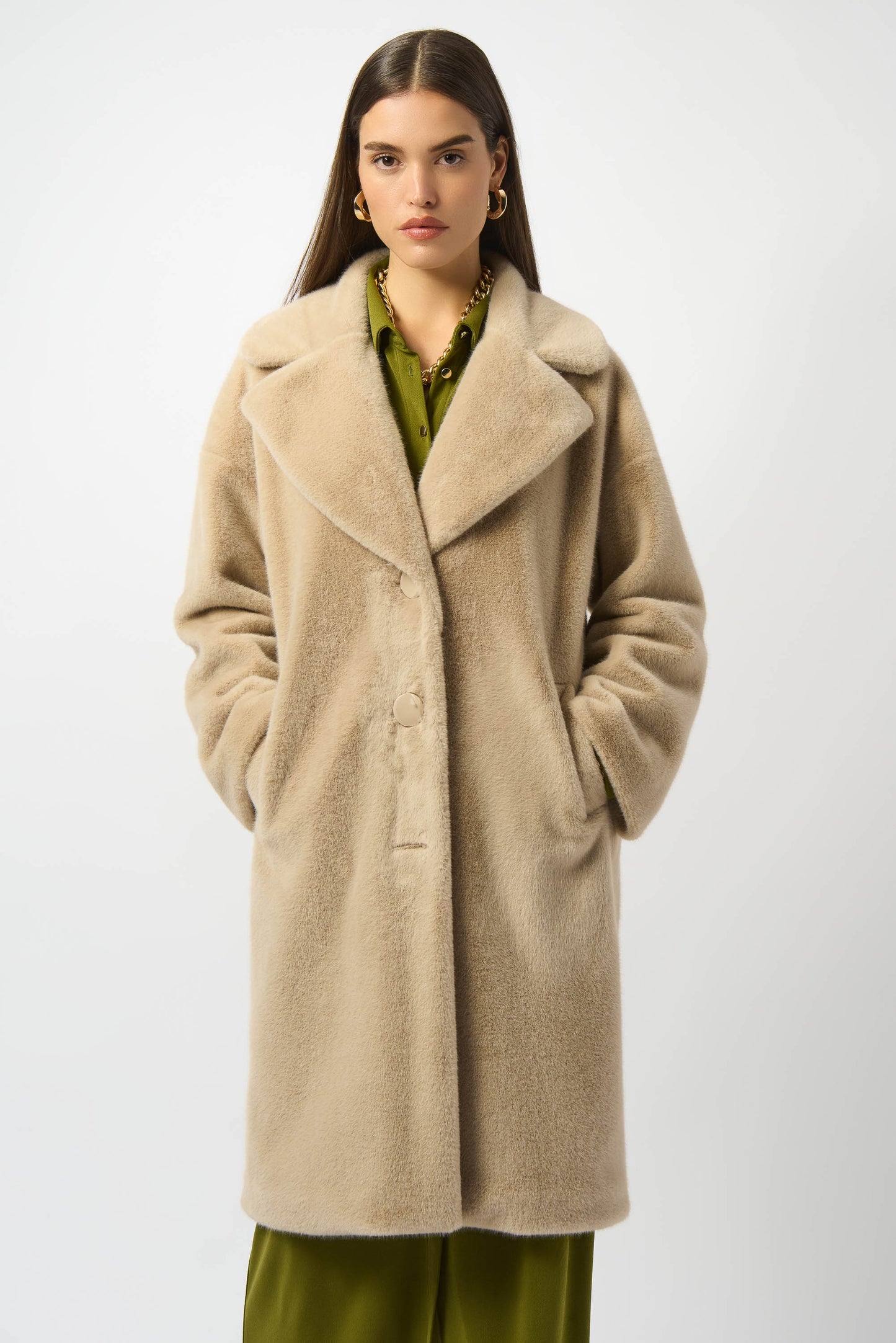 FAUX FUR STRAIGHT COAT