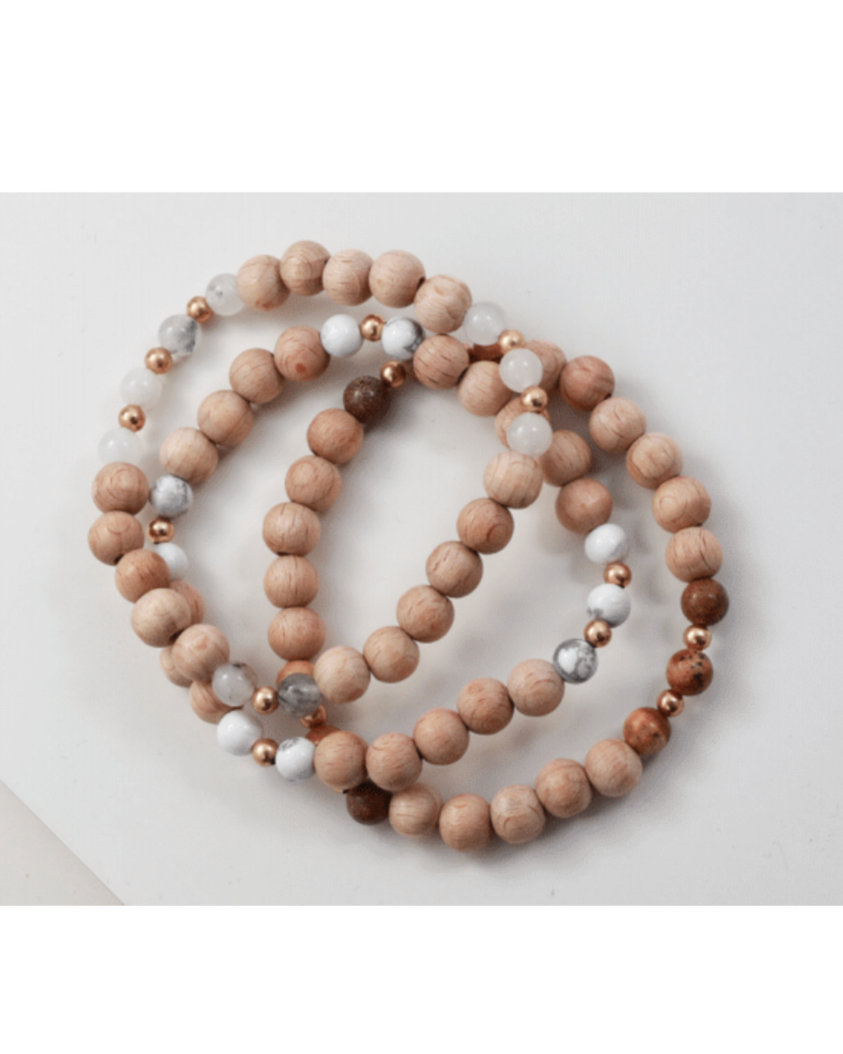 MULTI STRAND WOOD BEADED BRACELET