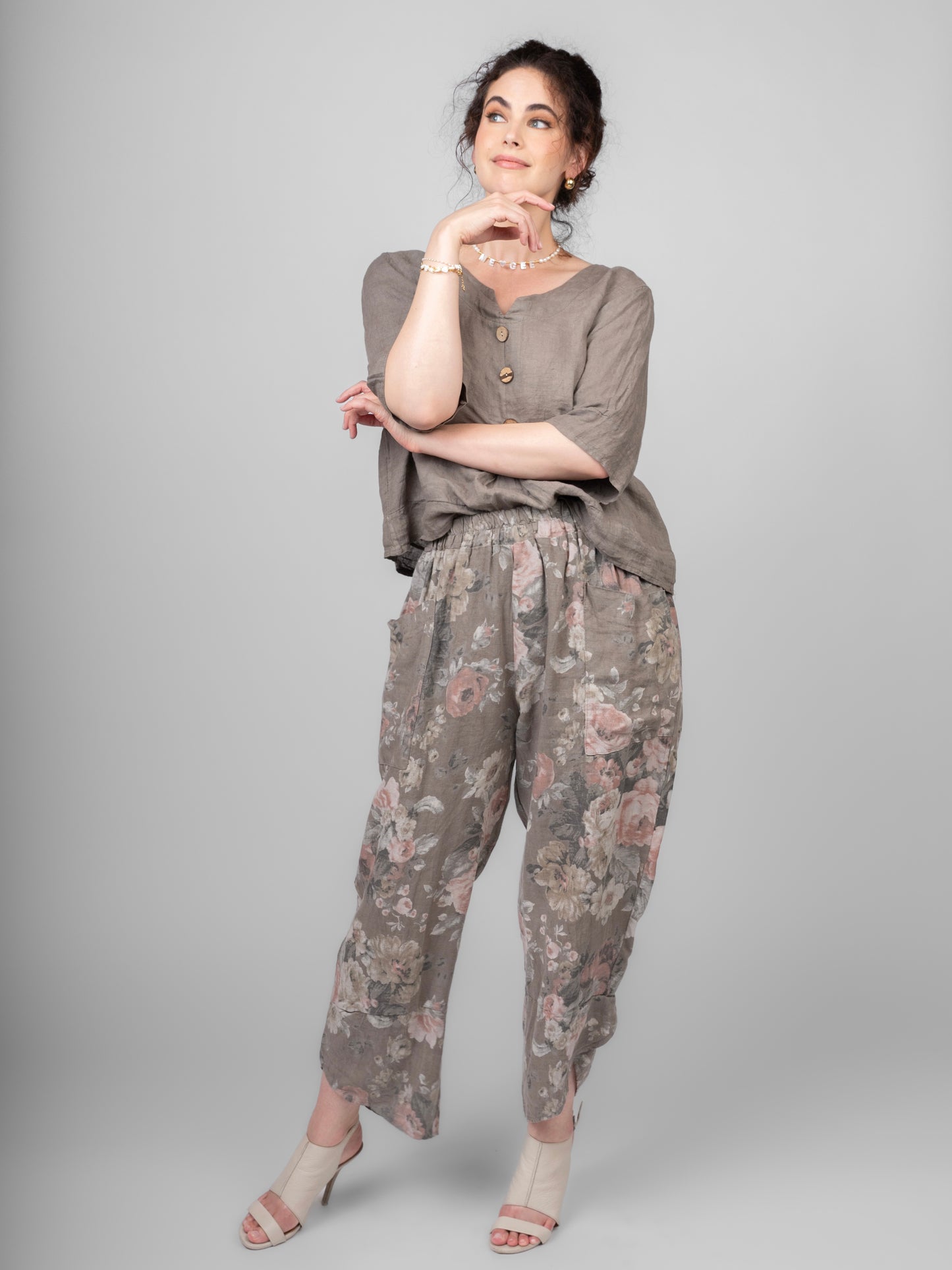 3/4 SLEEVE TOP BUTTON TOP