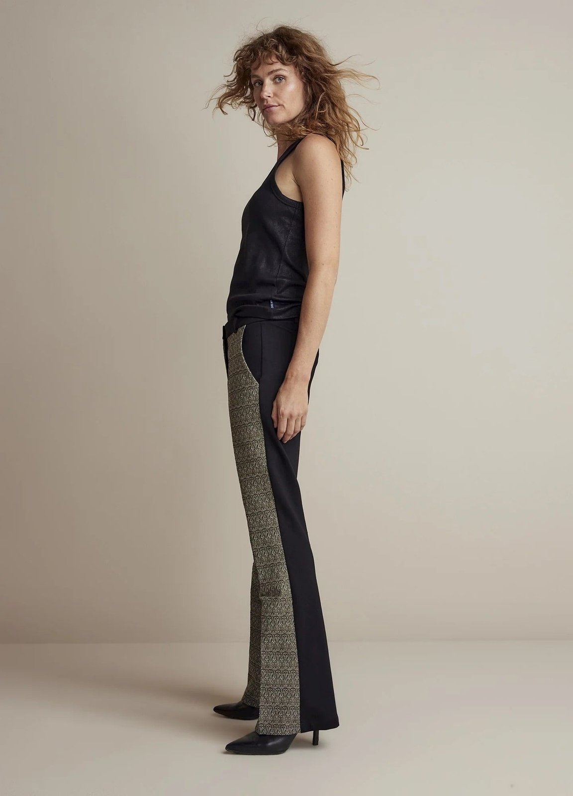 JACQUARD 2 TONE PANEL STRAIGHT LEG PANT