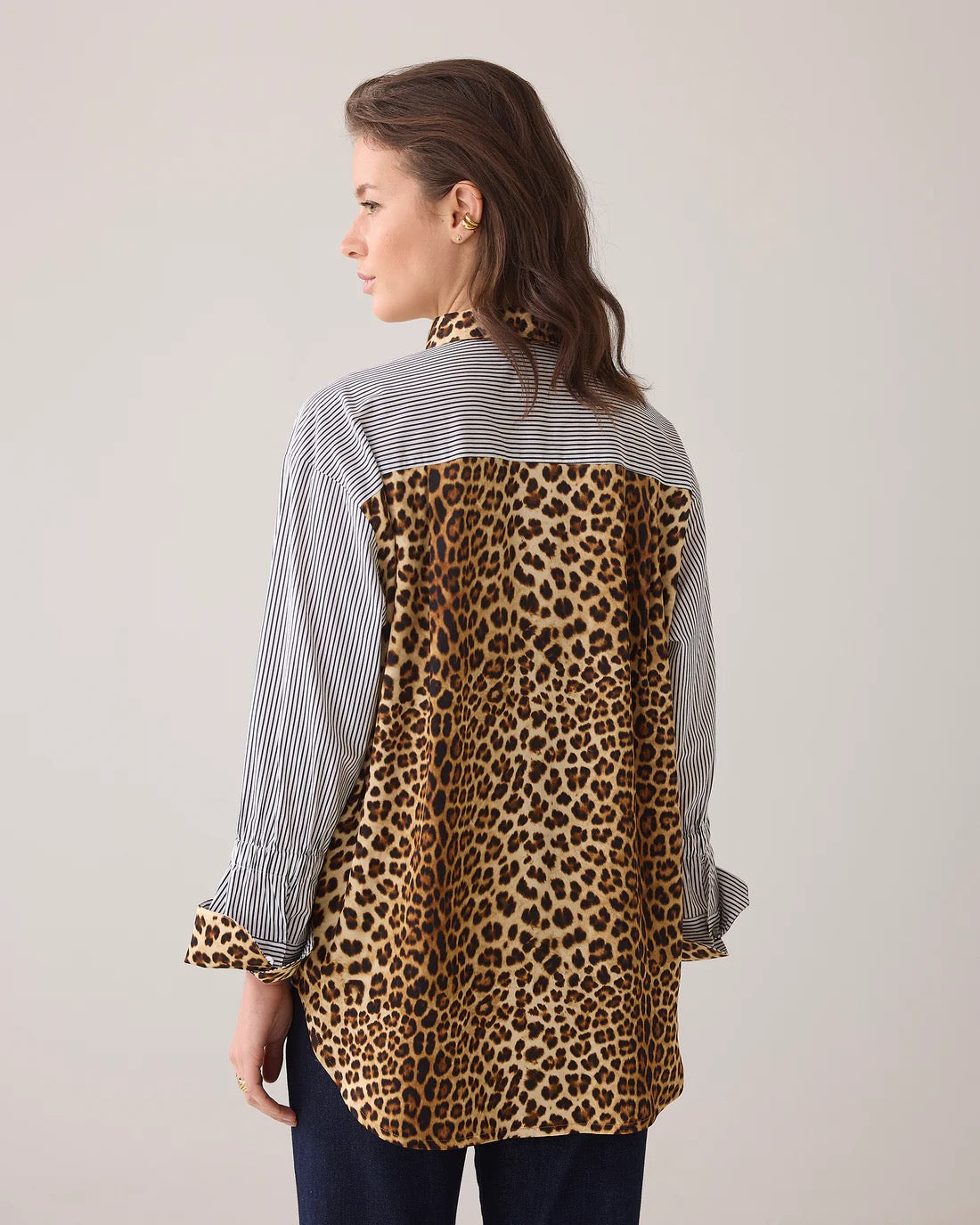 ANIMAL PRINT STRIPE BLOUSE