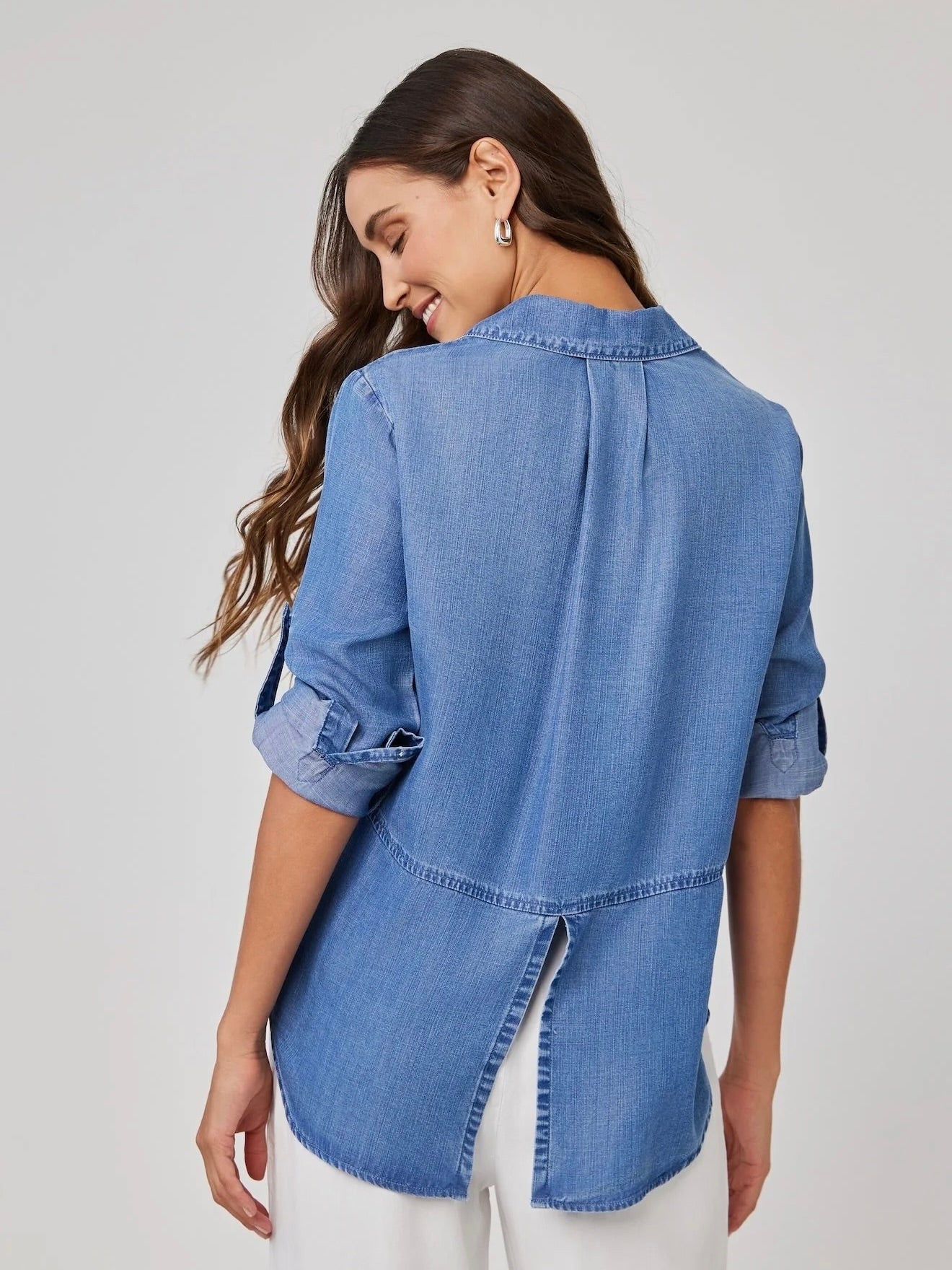 SPLIT BACK BUTTON DOWN SHIRT
