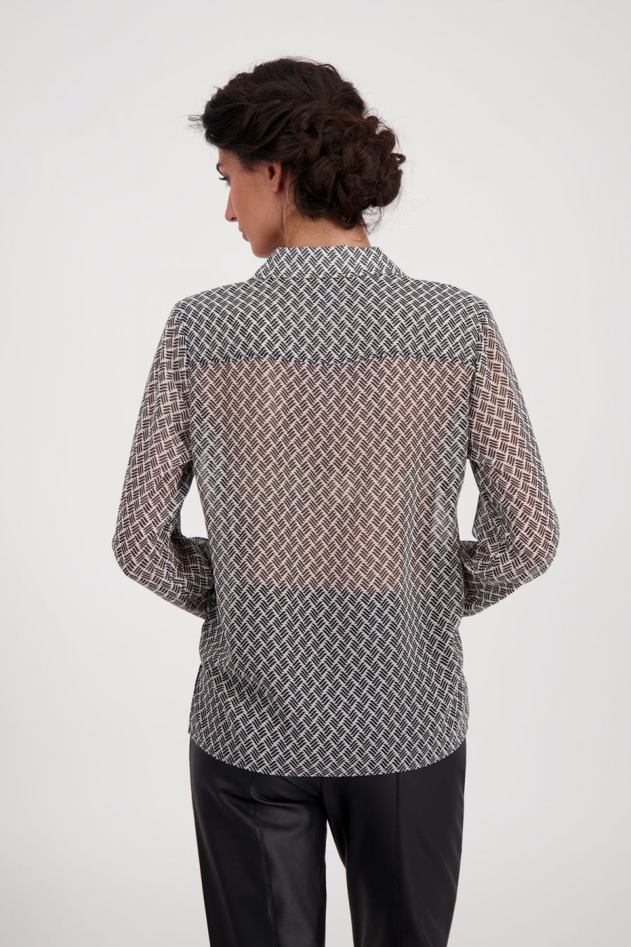 SEMI SHEER GEO PATTERN BLOUSE