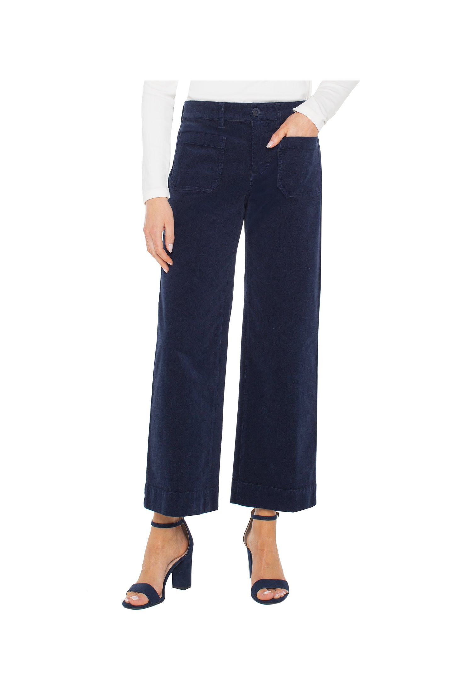 FINE CORD CROP WIDE LEG PANT