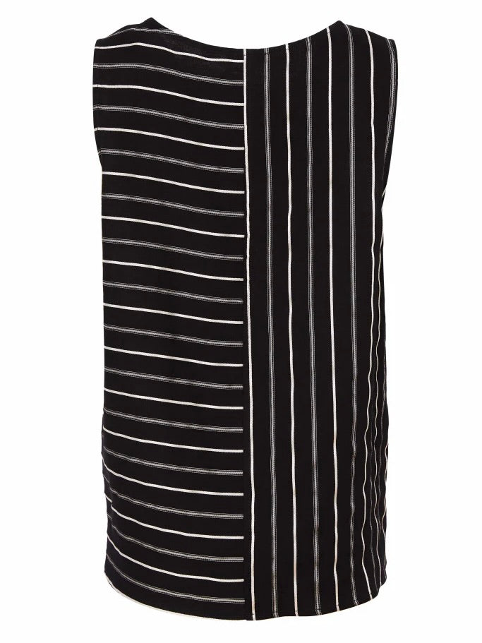 ASYMMETRICAL STRIPED SLEEVELESS TOP