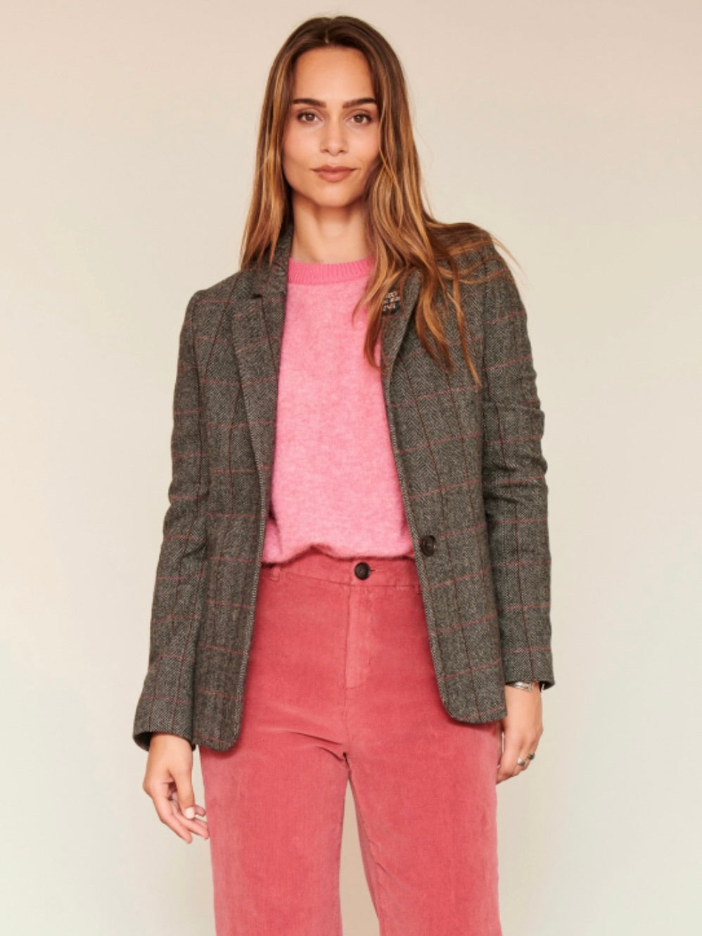 HOUNDSTOOTH SINGLE BREASTED BLAZER