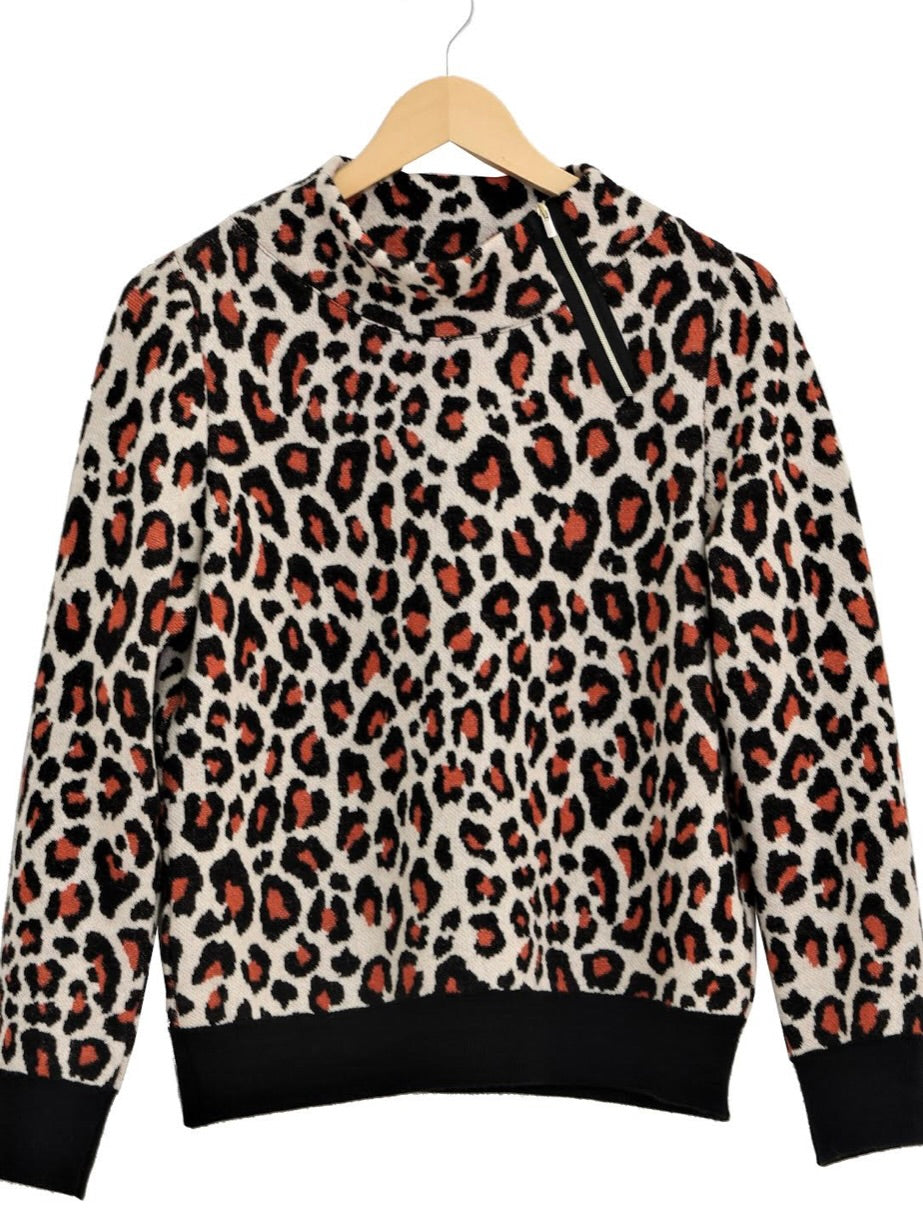 CONTRAST LEOPARD PULLOVER SWEATER MARIA BELLENTANI