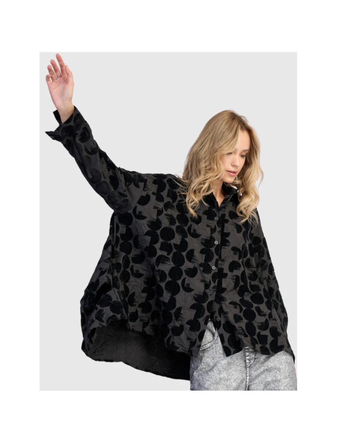 VELVET POLKA DOT TUNIC SHIRT