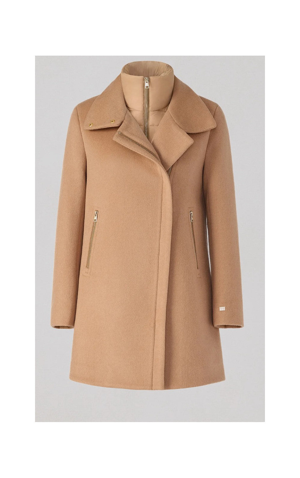WOOL BLEND ZIP FRONT COAT