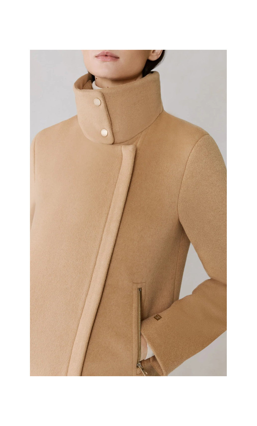 WOOL BLEND ZIP FRONT COAT