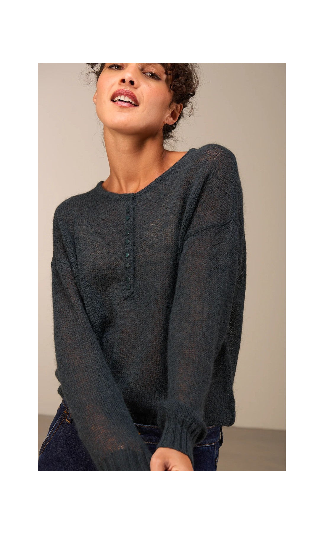 HALF BUTTON UP SWEATER PULLOVER