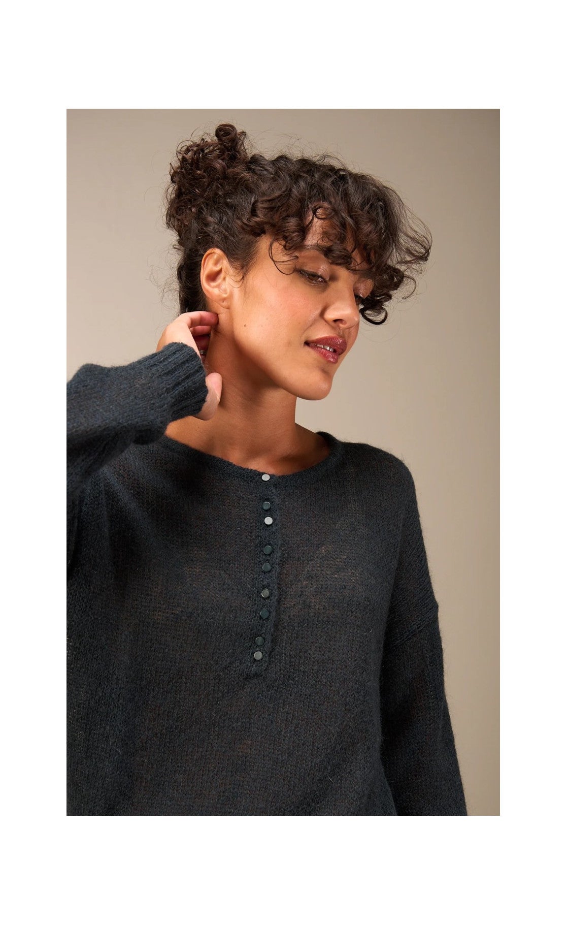 HALF BUTTON UP SWEATER PULLOVER