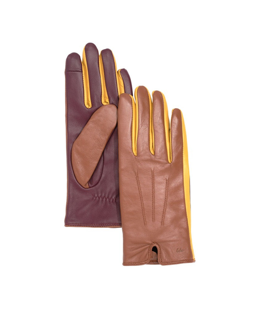 NEUTRAL COLOURBLOCK LEATHER GLOVE