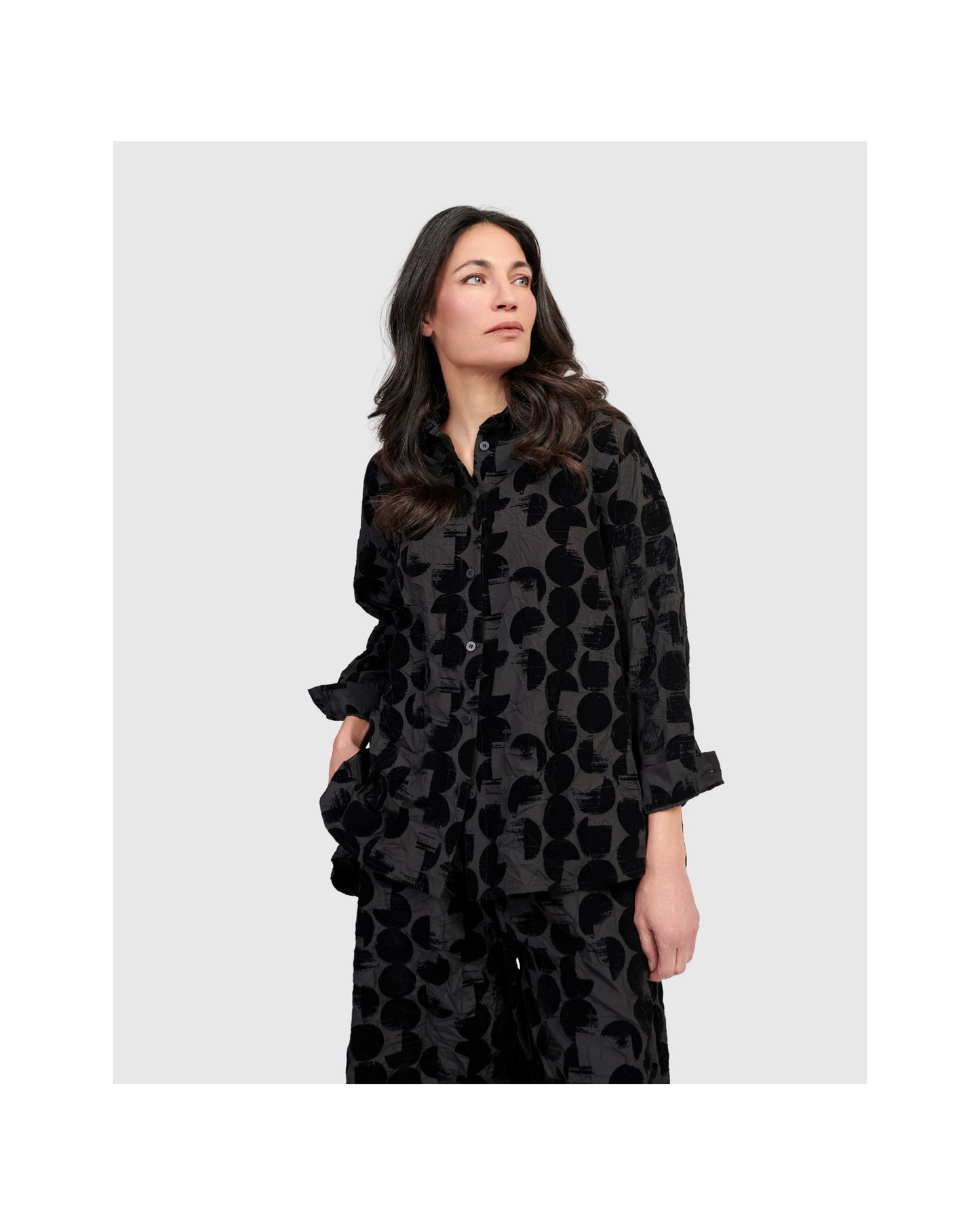 VELVET POLKA DOT TUNIC SHIRT