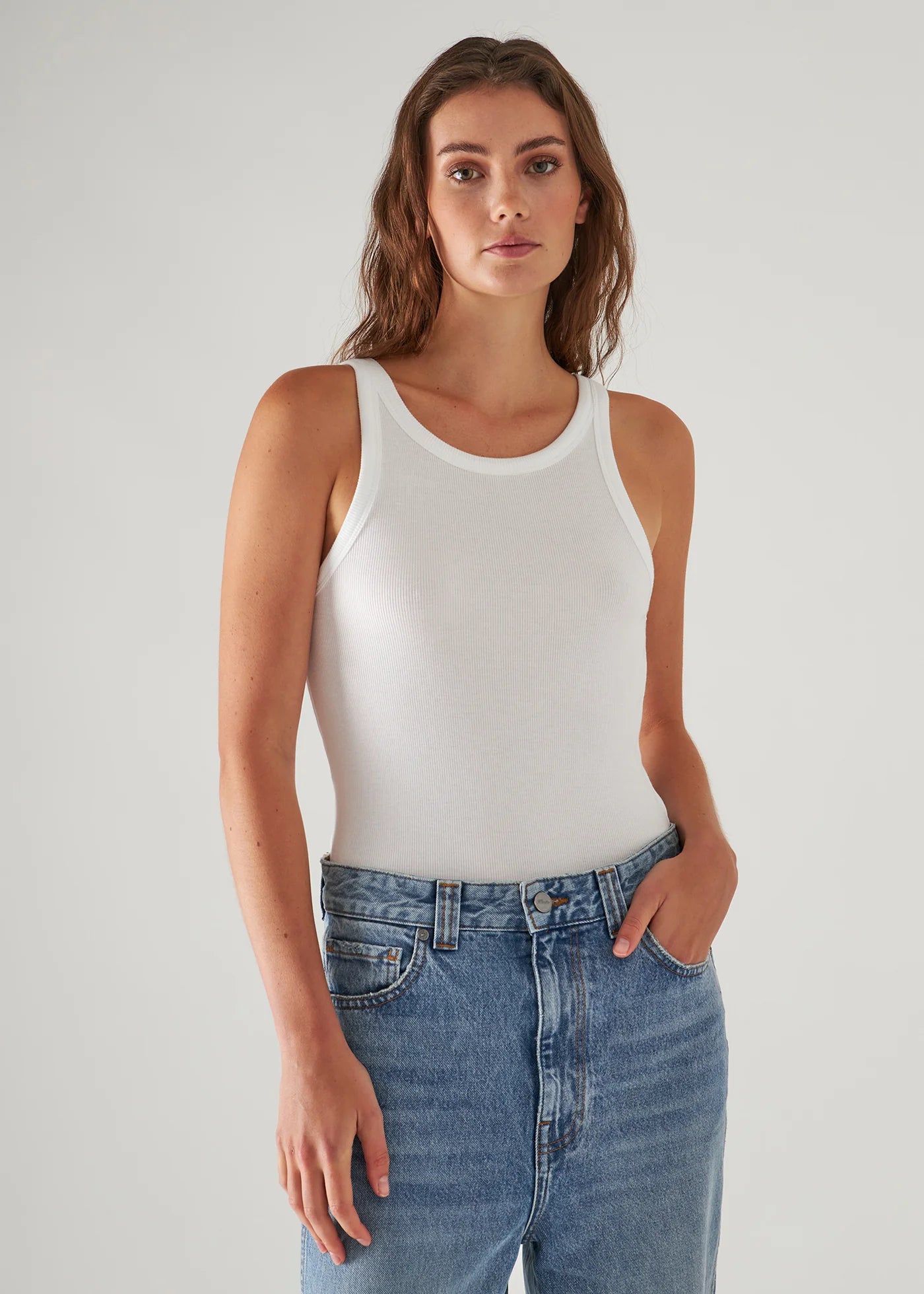 HIGH CREW RIB TANK TOP