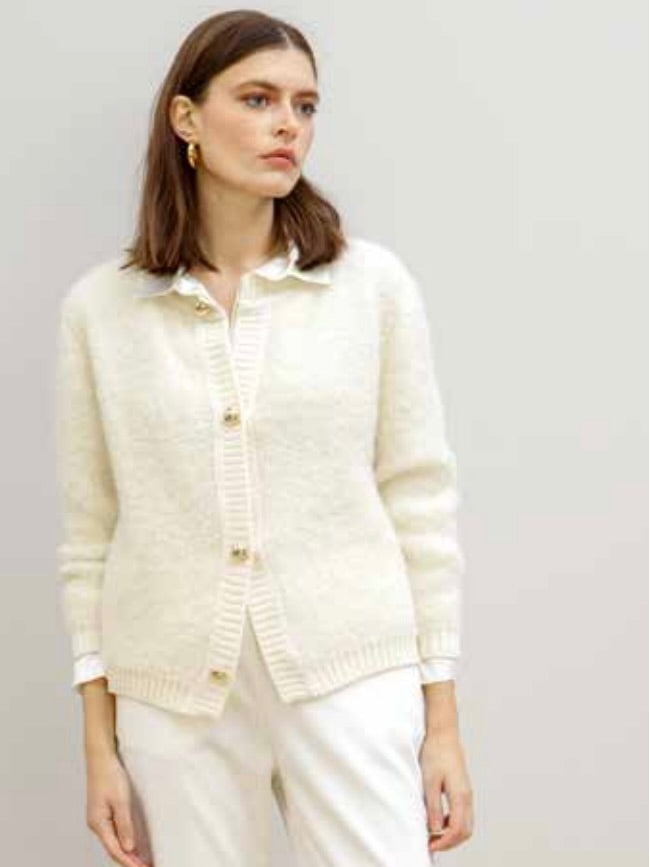 BOUCLE BUTTON FRONT CARDIGAN