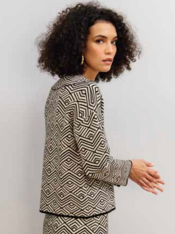 PINA DIAGONAL PRINT 3/4 SLEEVE SWEATER