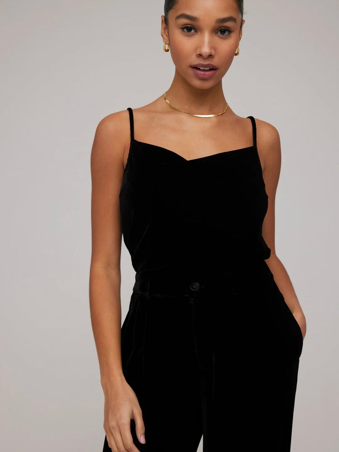 Buy Black Velvet Cowl Neck Cami Top 20 | Camisoles and vests | Tu