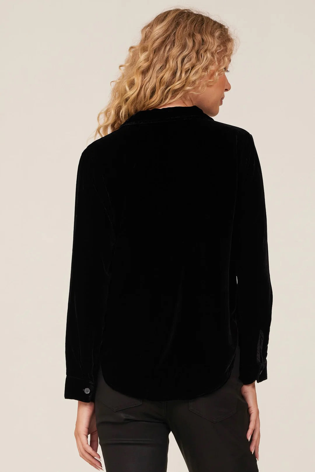 BUTTON UP HIGH LOW VELVET TOP