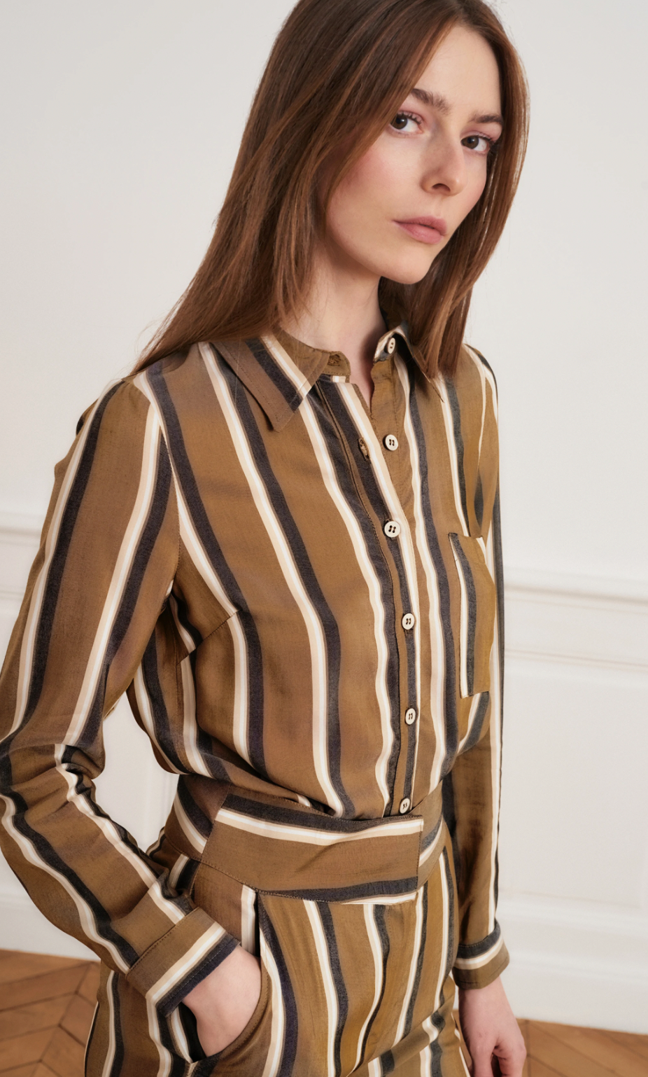 CLAUDINE STRIPED BUTTON FRONT SHIRT