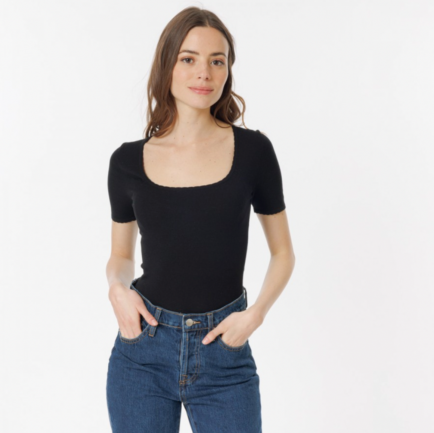 Fabienne Scalloped Scoop Neck Sweater