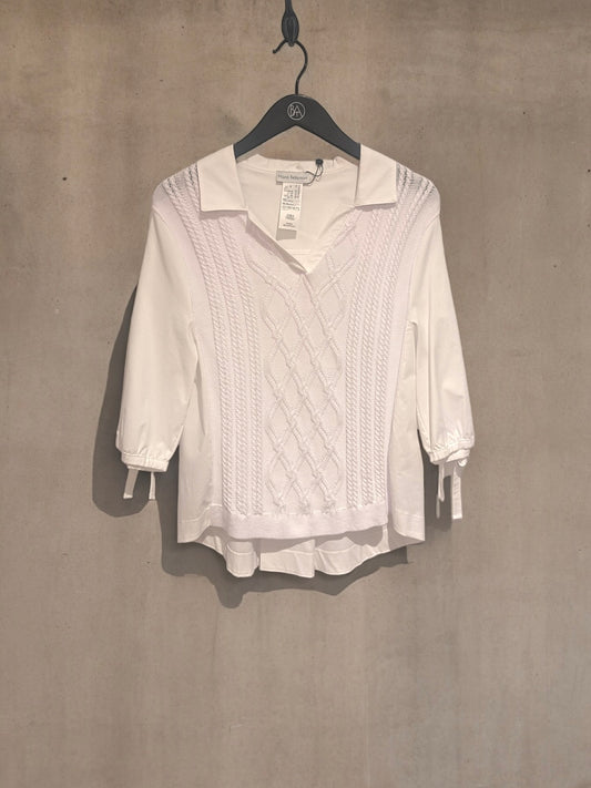 3/4 SLEEVE CABLE FRONT SWEATER MARIA BELLENTANI