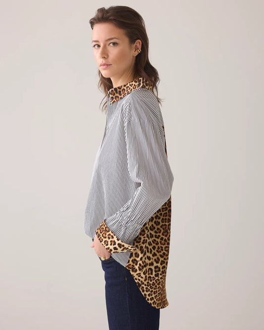 ANIMAL PRINT STRIPE BLOUSE
