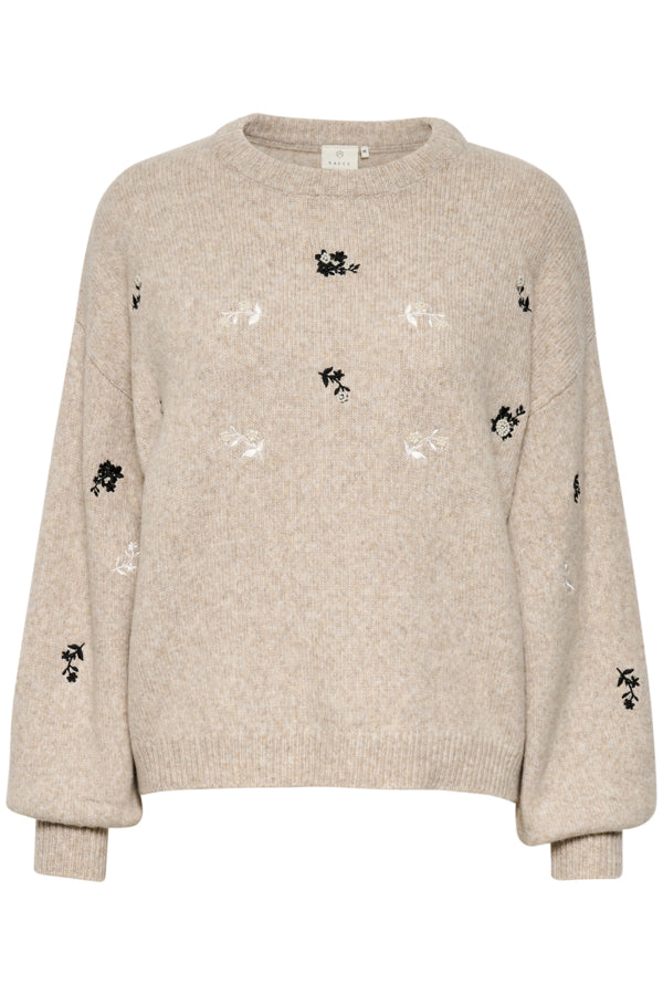 JOSY CREWNECK FLOWER DESIGN SWEATER KAFFE