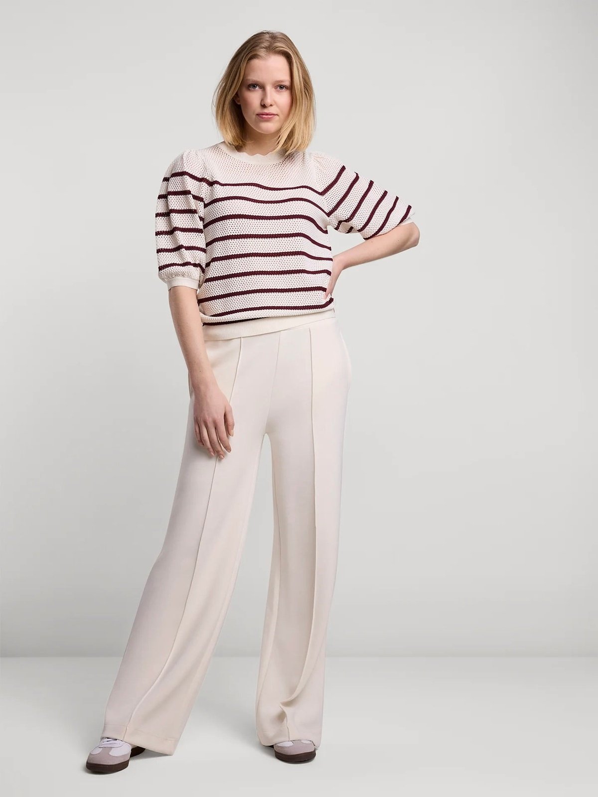 ELBOW SLEEVE POINTELLE SWEATER SUMMUM