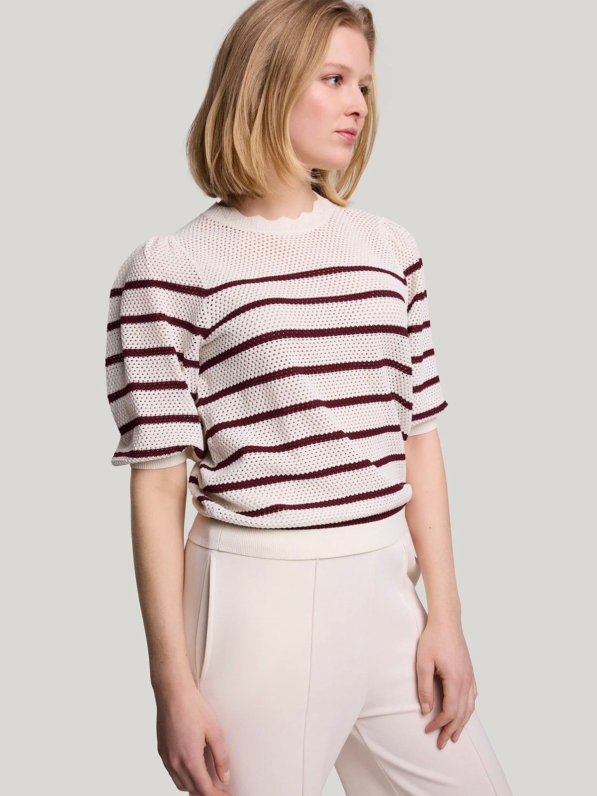 ELBOW SLEEVE POINTELLE SWEATER SUMMUM