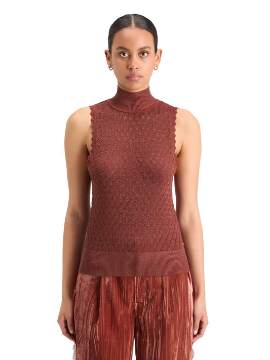 SLEEVELESS METALLIC POINTELLE SWEATER SCOTCH & SODA
