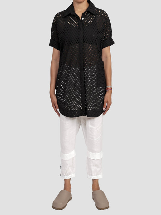 BRODERIE EYELET CAMP SHIRT