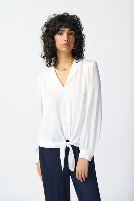 TIE FRONT SATIN TOP JOSEPH RIBKOFF