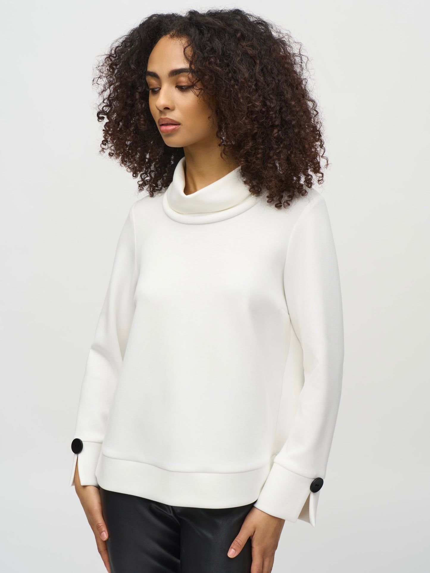 COWL NECK PULLOVER WITH  BUTTONS