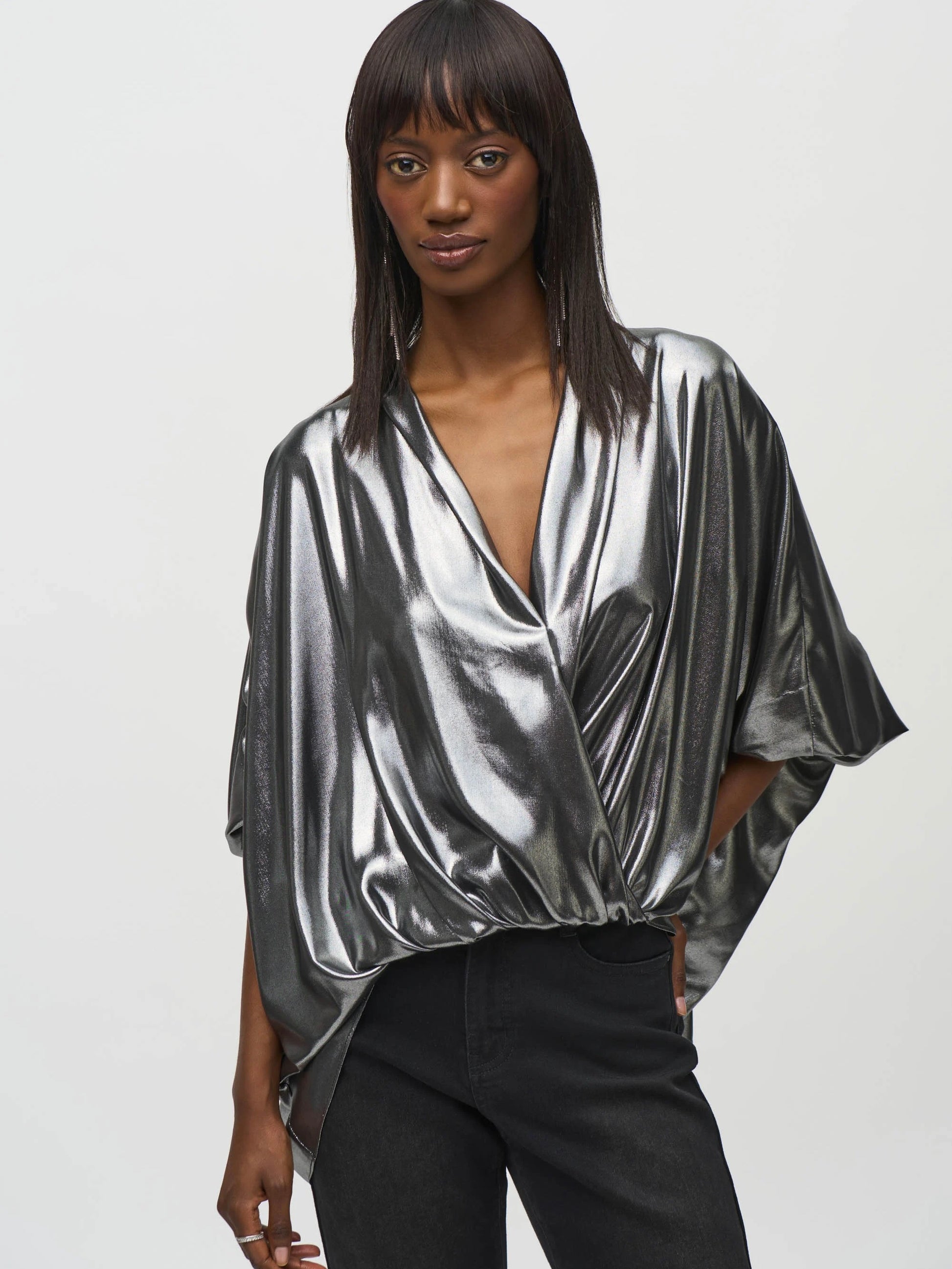 LIQUID SILVER BLOUSE JOSEPH RIBKOFF