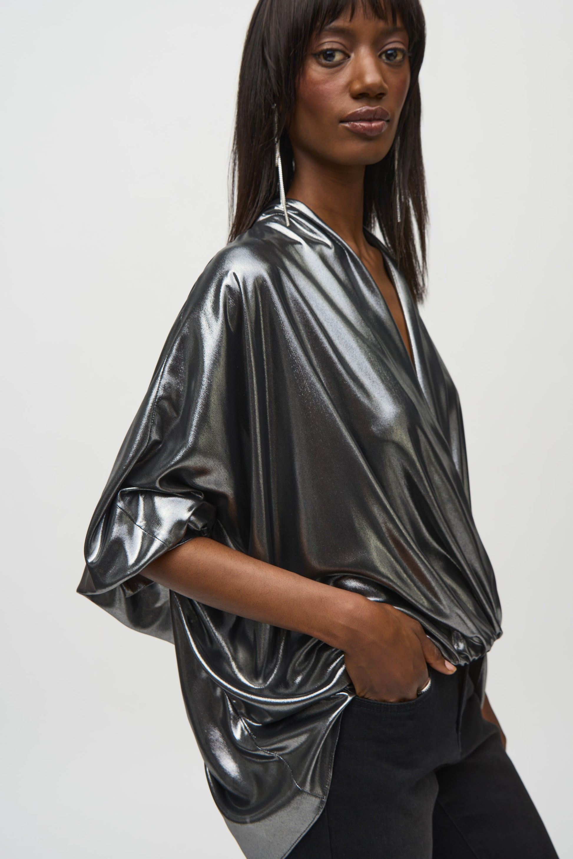 LIQUID SILVER BLOUSE JOSEPH RIBKOFF