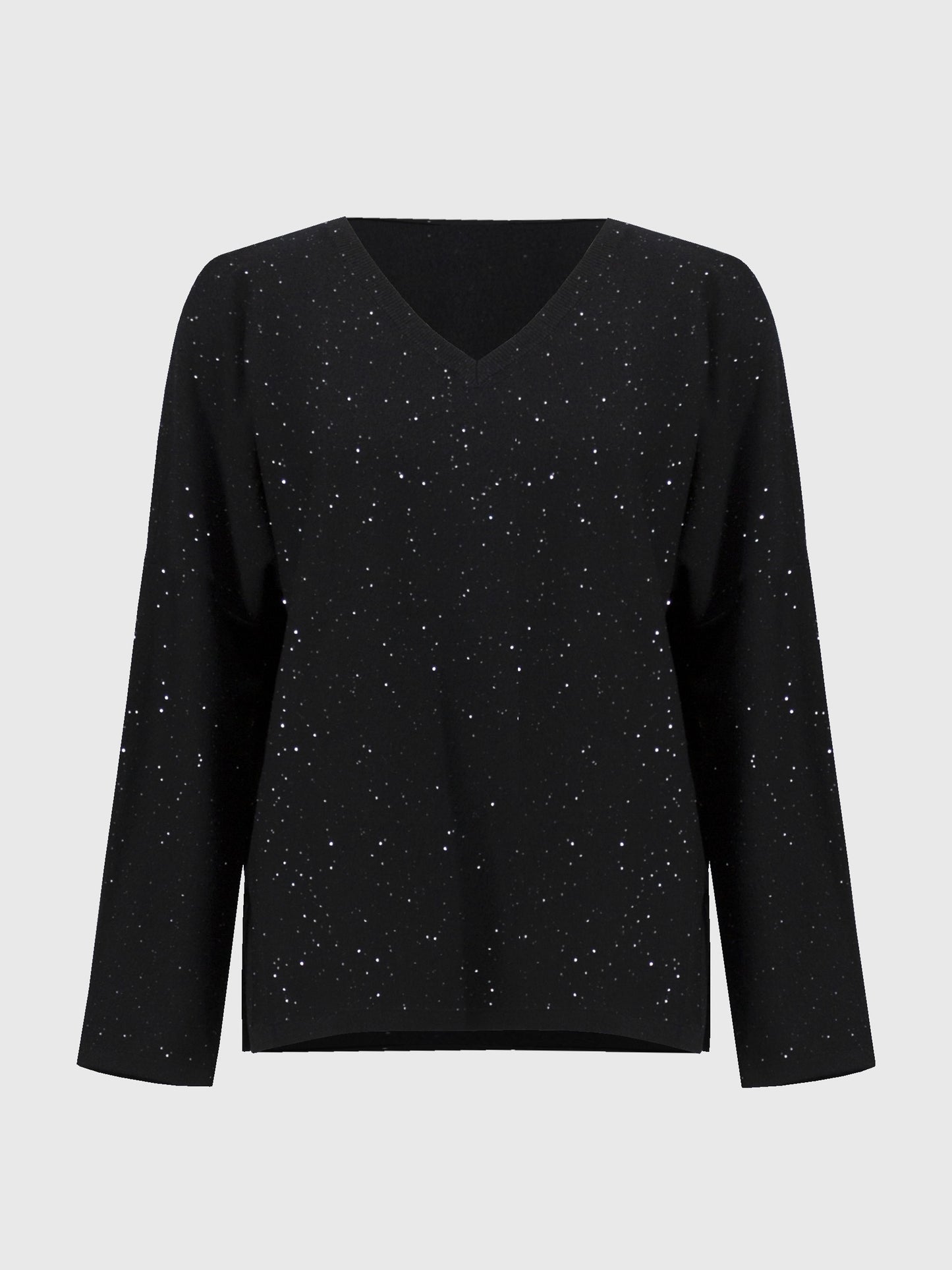 V-NECK GLITTER PULLOVER SWEATER