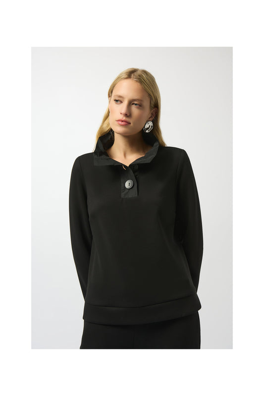 CONTRAST TRIM NECK 3 BUTTON TOP