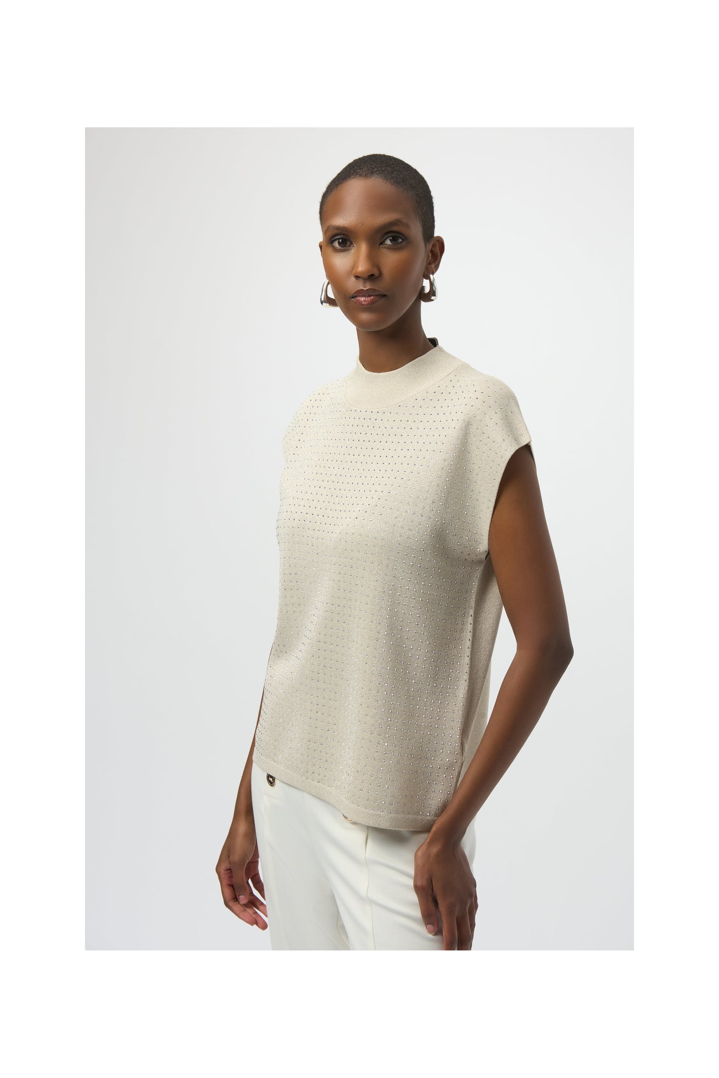 SHIMMER MOCK NECK KNIT SWEATER