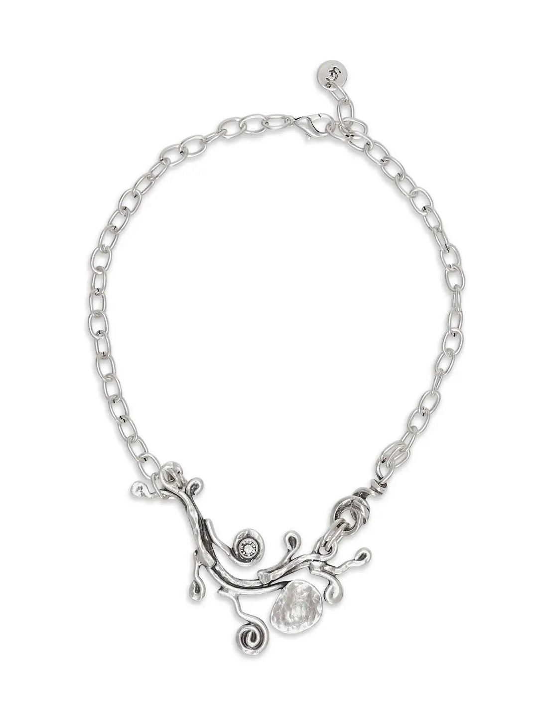 TWIG & CRYSTAL PEWTER NECKLACE