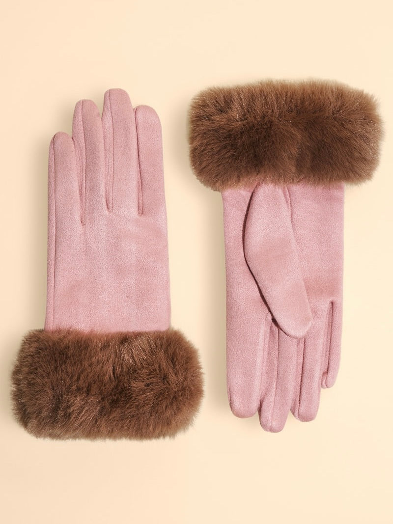 BETINNA FAUX FUR CUFF GLOVE POWDER