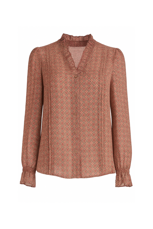 RUFFLE NECK LONG SLEEVE