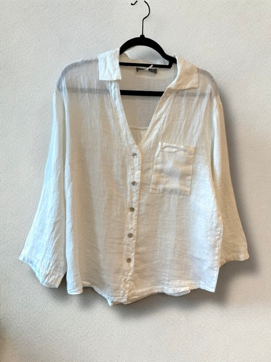 V-NECK LINEN BLOUSE