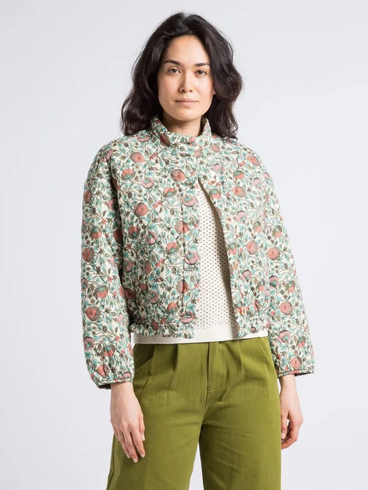 QUILTED FLORAL STAND UP COLLAR JACKET THE KORNER